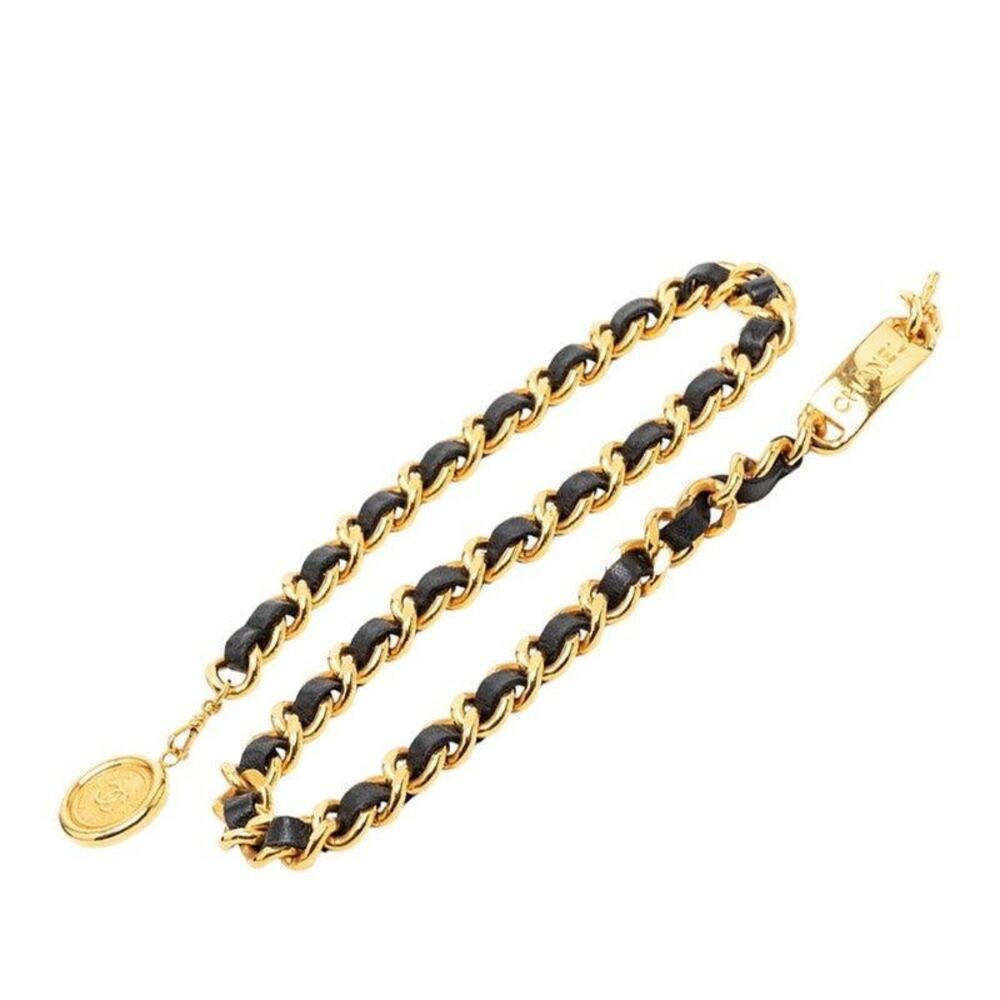 Chanel 31 Rue Cambon Le Cambon CC Logo Chain Belt Gold Black Plated